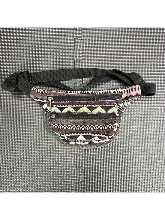 Handbags - Tribal Print Adjustable Waist Fanny Pack With Multiple Zipper Pockets Festival B
